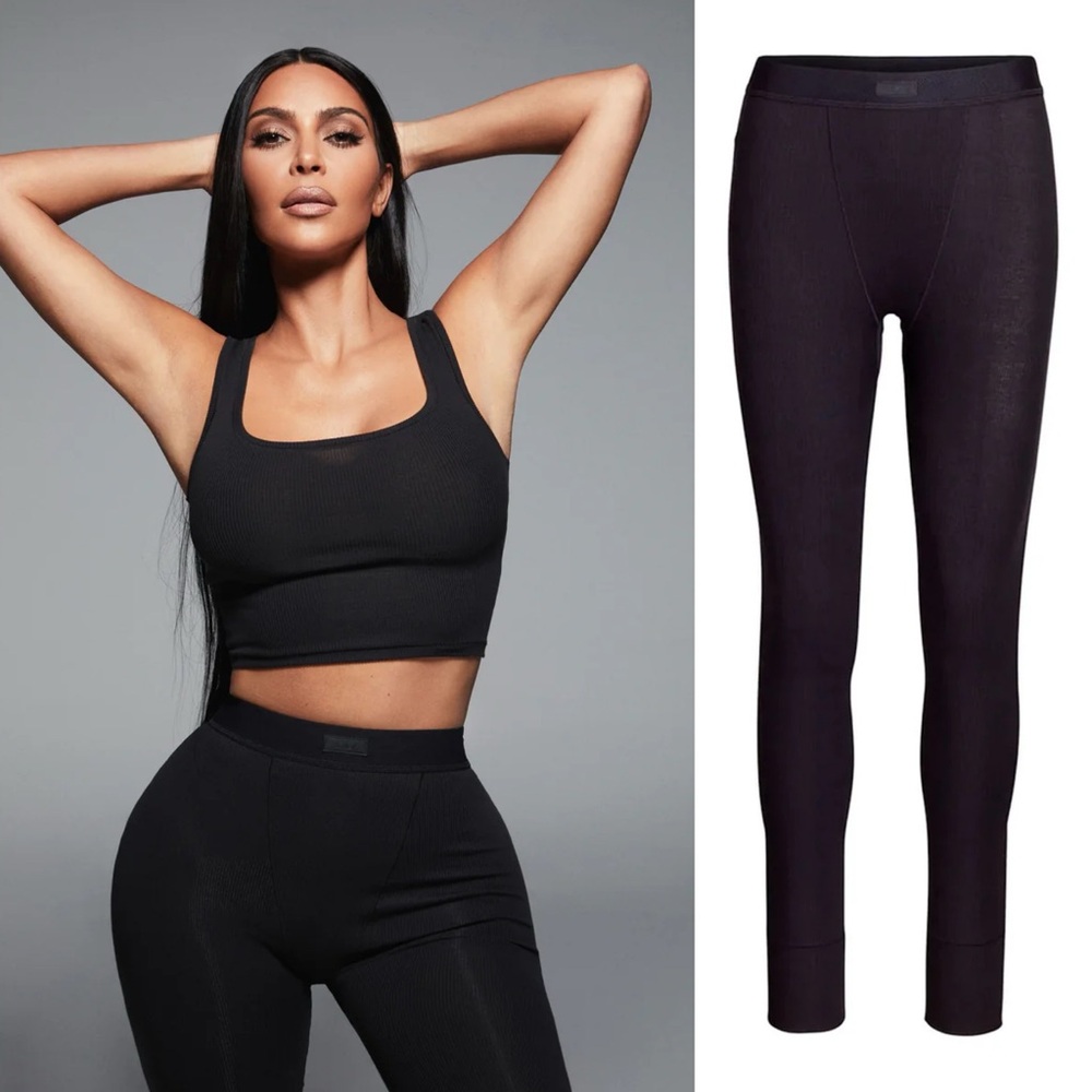 NWT SKIMS COTTON RIB LEGGING in Soot Medium